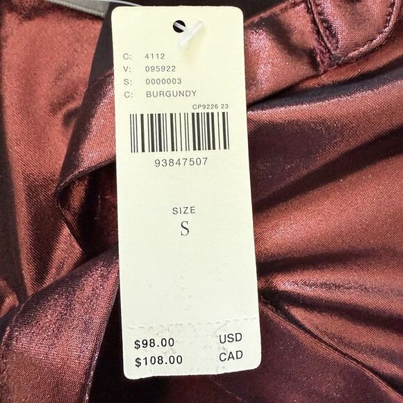 Anthropologie Shine Button Down Shirt Small Burgundy Metallic Top OVERSIZED NWT - Picture 11 of 11